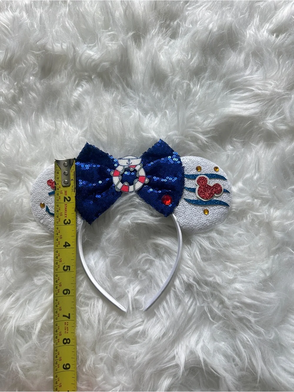 Navy Sequin Nautical  Headband with Bow